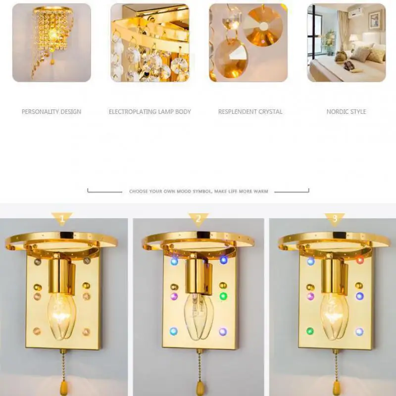 Европейская светодиодная настенная лампа в стиле лофт красочный хрустальный