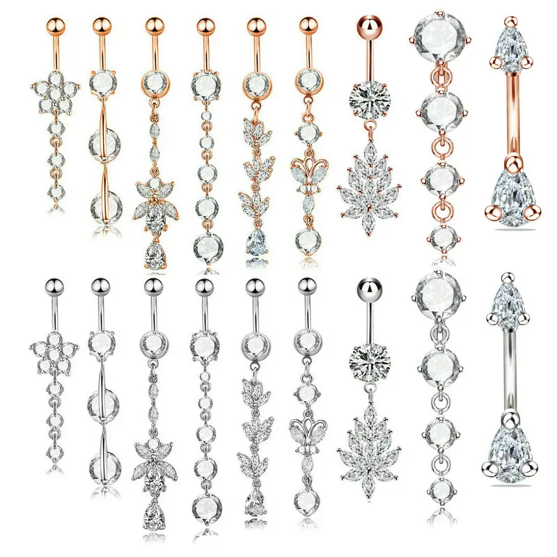 Женское кольцо на живот с прозрачным фианитом 1 шт.| |