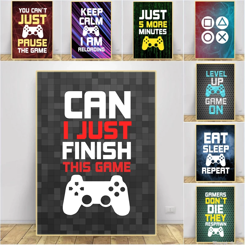 

Gaming Quotes Art Painting Console Game Canvas Posters and Prints Video Game Wall Pictures Boys Room Decor Gamer Gift
