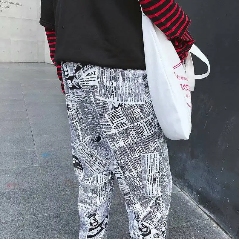 2019 хип хоп брюки с графическим принтом Мужские зауженные эластичной резинкой на