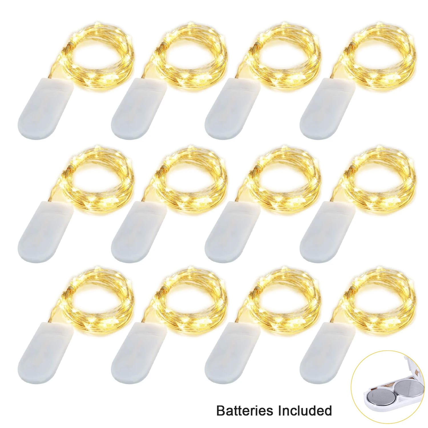 

12-pack Starry String Lights Fairy String Lamp 5m 50 LED Garland with Battery for Room Wedding Home Party Christmas Indoor Decor