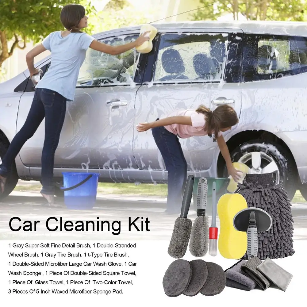 

12pcs/set Car Cleaning Kit Detailing Brush Dust Cleaner Automobile Wash Tool Tire Wheel Cleaning Set