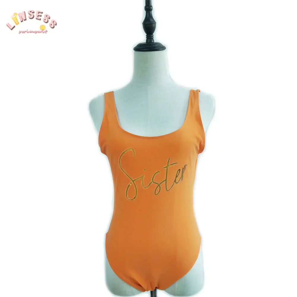 Сексуальный закрытый купальник для невесты и сестры с золотым принтом женский