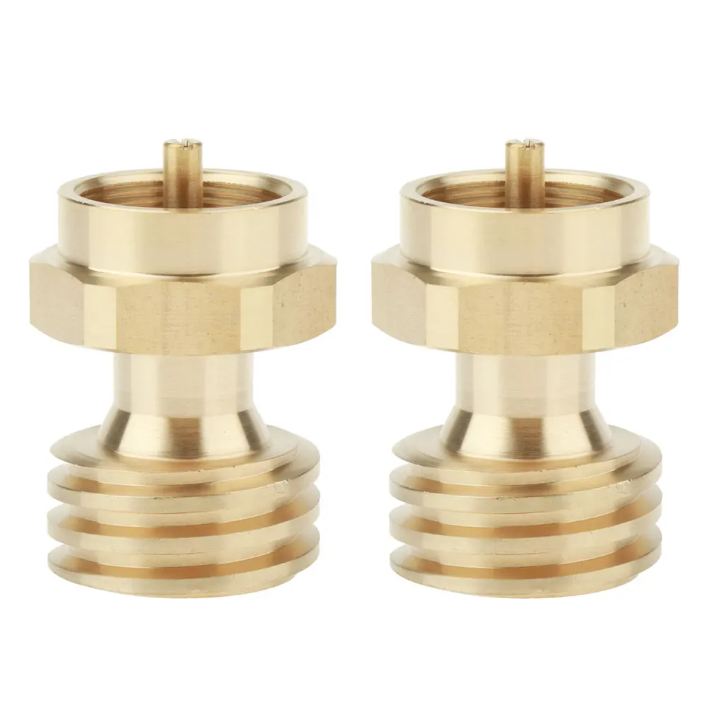 

2 Pcs Universal Brass Gas Bottle 1 lb to 20 lb Propane Tank Adapter Converter