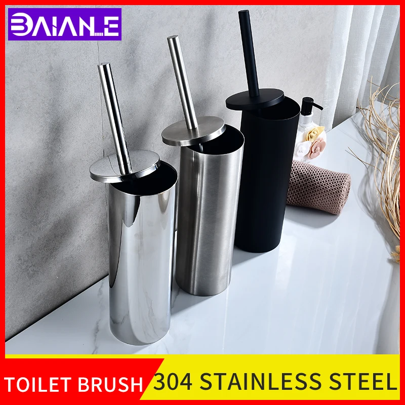 

Bathroom black toilet brush holder 304 stainless steel wall mounted toilet brush set washroom storage and organization gadgets