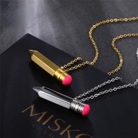stainless steel necklace for women men long chain pencil pendant necklace party ornament jewelry gift
