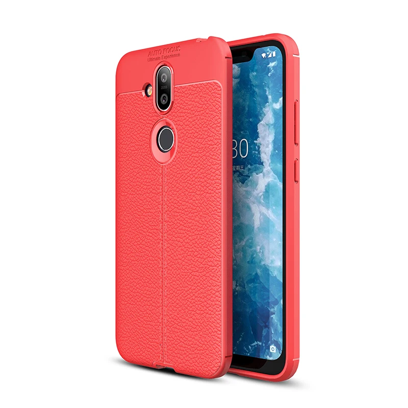 red Роскошный силиконовый чехол-накладка из искусственной кожи для телефона Nokia 5 6 7 8. 1 9 7,1 6,1 plus 8,1x6x7, мягкий резиновый чехол s - Цвет: red