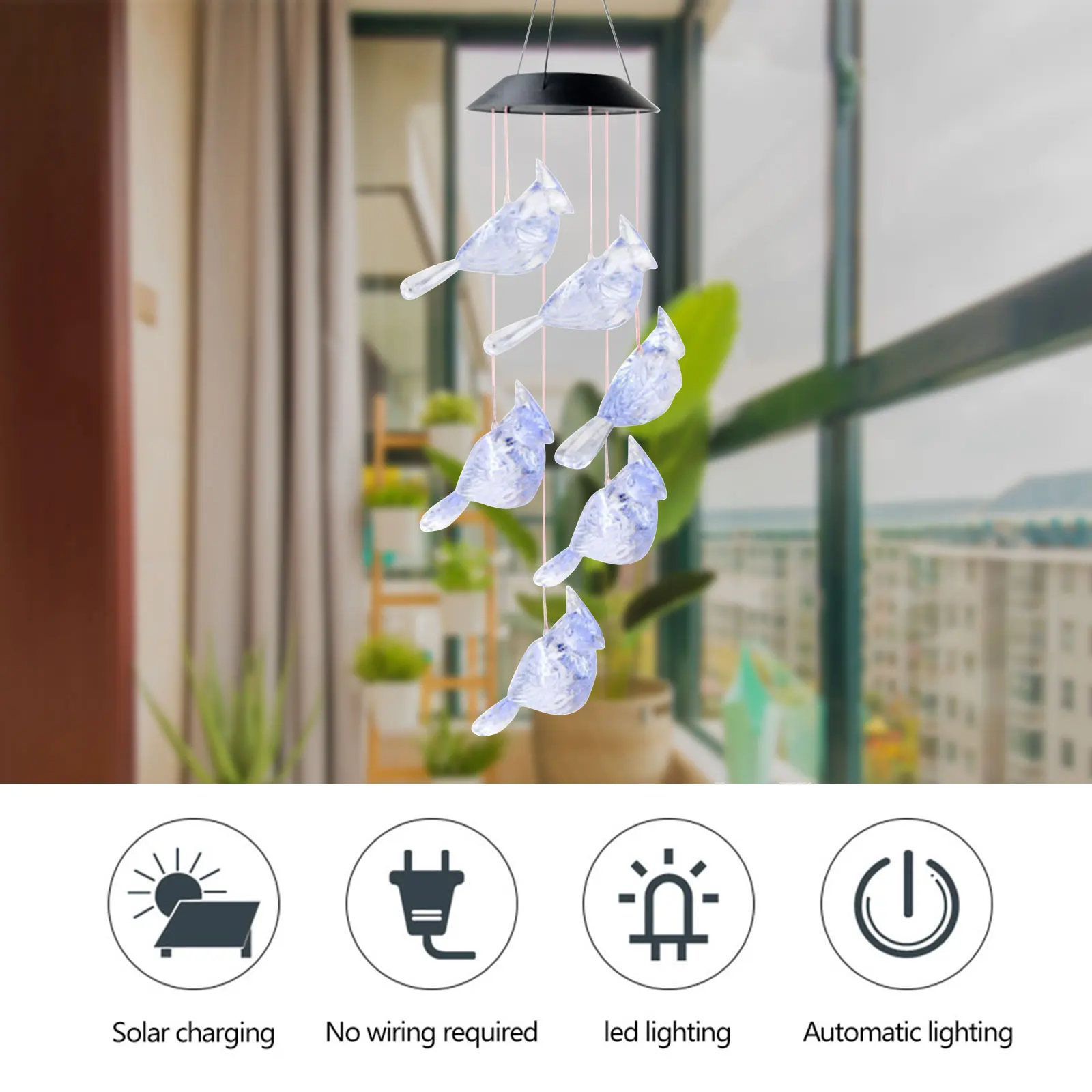 Светодиодный ные ветряные колокольчики на солнечной батарее меняющие цвет