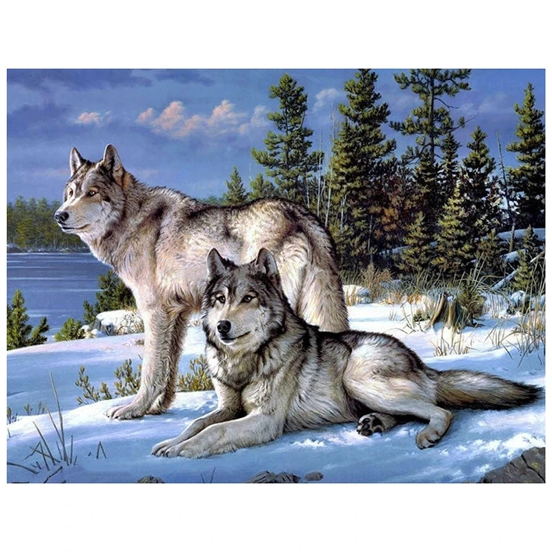 

DIY new 5D Diamond Cross Stitch Snow Wolf square / round diamond embroidery picture DIAMOND art gift