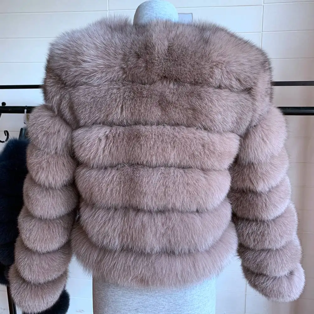 Long sleeve 2020 new arrival women winter thick fur coat real fox fur jacket high quality fox coat stand collar outfit