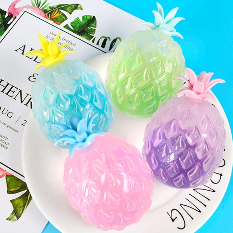 

D7WF Pineapple Stress Ball Toy Pressure Balls Release Anxiety Stress Tension Squishy Sensory Squeeze and Pull for Kids Adults