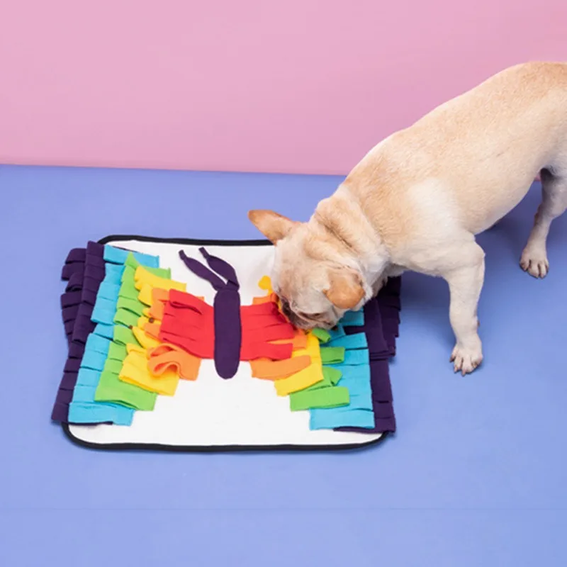 

Pet Snuffle Mat Interactive Puzzle Toy Colored Butterfly Dog Slow Feeding Pad Nosework Sniffing Bowl For Dogs Smell Training