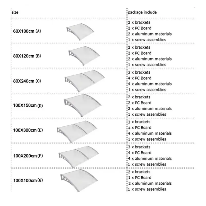 

1PC New Door Window Canopy Awning Window Shelter Rain Cover Front Back Porch Outdoor Sun Shade Door Cover 7 Sizes HWC