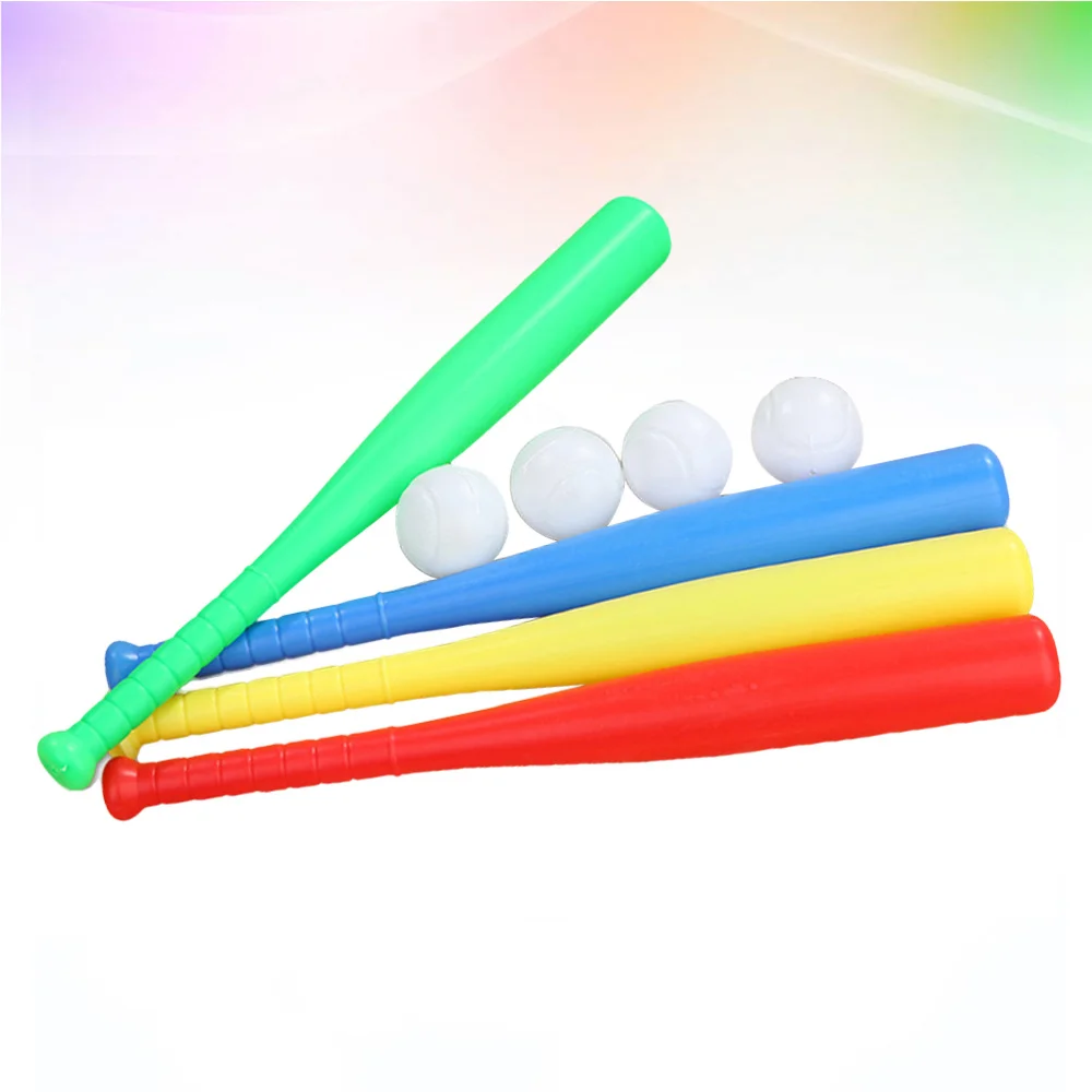 

4 Sets Baseball Bat Kit with Baseball for Kids Children Outdoor Sports Red Yellow Blue Green Each Set