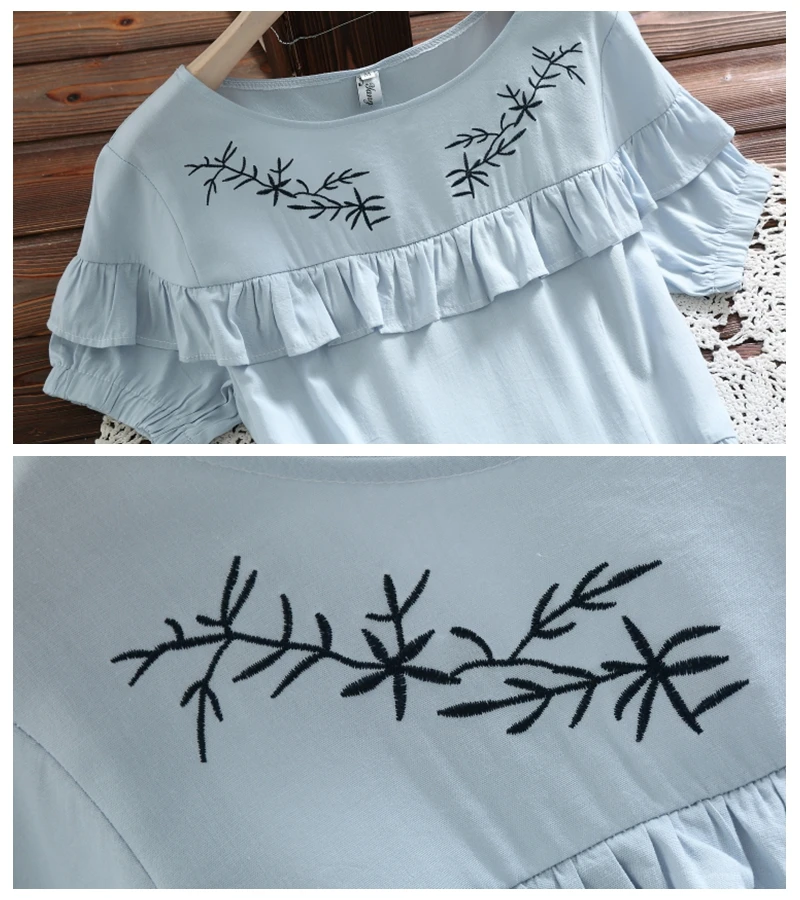 Летнее женское платье повседневное Хлопковое платье-рубашка с кукольным