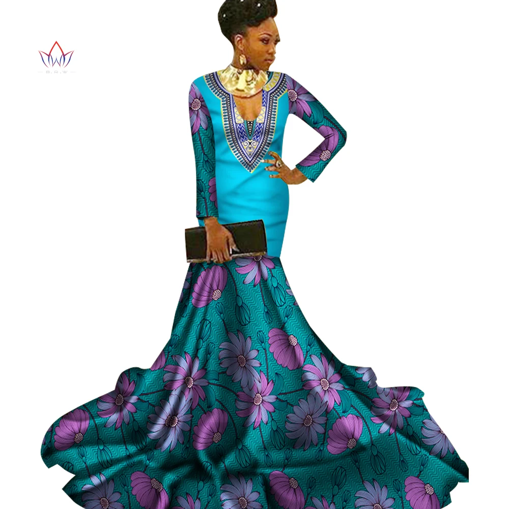Платье женское вечернее в африканском стиле с юбкой годе и длинным
