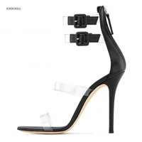 new transparent net celebrity womens shoes fashion show 2021 womens sandals genuine 12cm high heels large size 3 14 15