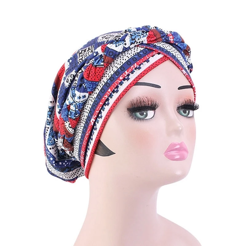 

Fashion Hair Cap For Sleeping Cotton Bonnet Twist Braid Bohemian Headcover Hat Headband Styling Haircaring Coloring Turban