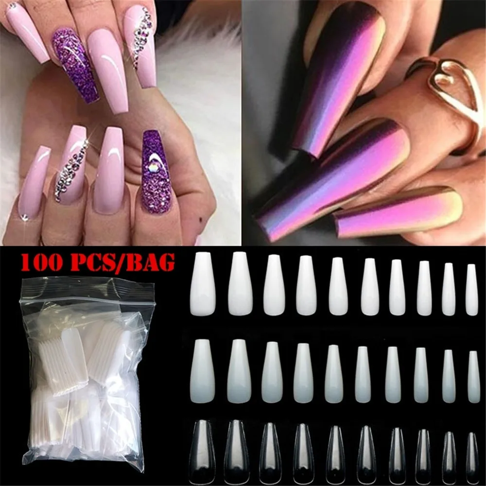 100 искусственные акриловые накладные ногти с полным/полным покрытием|Накладные