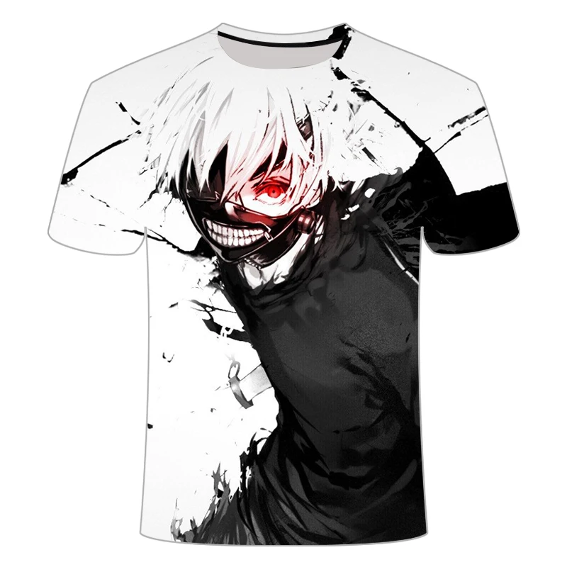 

2021 Tokyo Ghoul T-Shirt Men's Casual Blood 3D Printing Skull T-Shirt Cosplay of Japanese Anime Costume