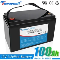 12v lifepo4 battery 100ah rechargeable battery rv lithium battery with bms for outdoor camping and inverter solar energy