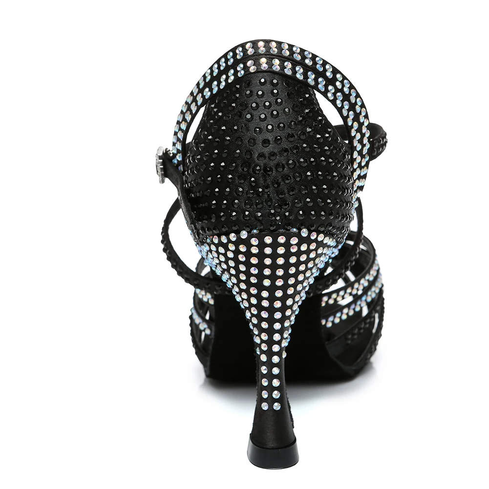 DKZSYIM Rhinestone Latin Dance Shoes Women High Heels Ballroom Waltz/Tango/Jazz Snakers Soft Soles Party Dance Sandals Shiny