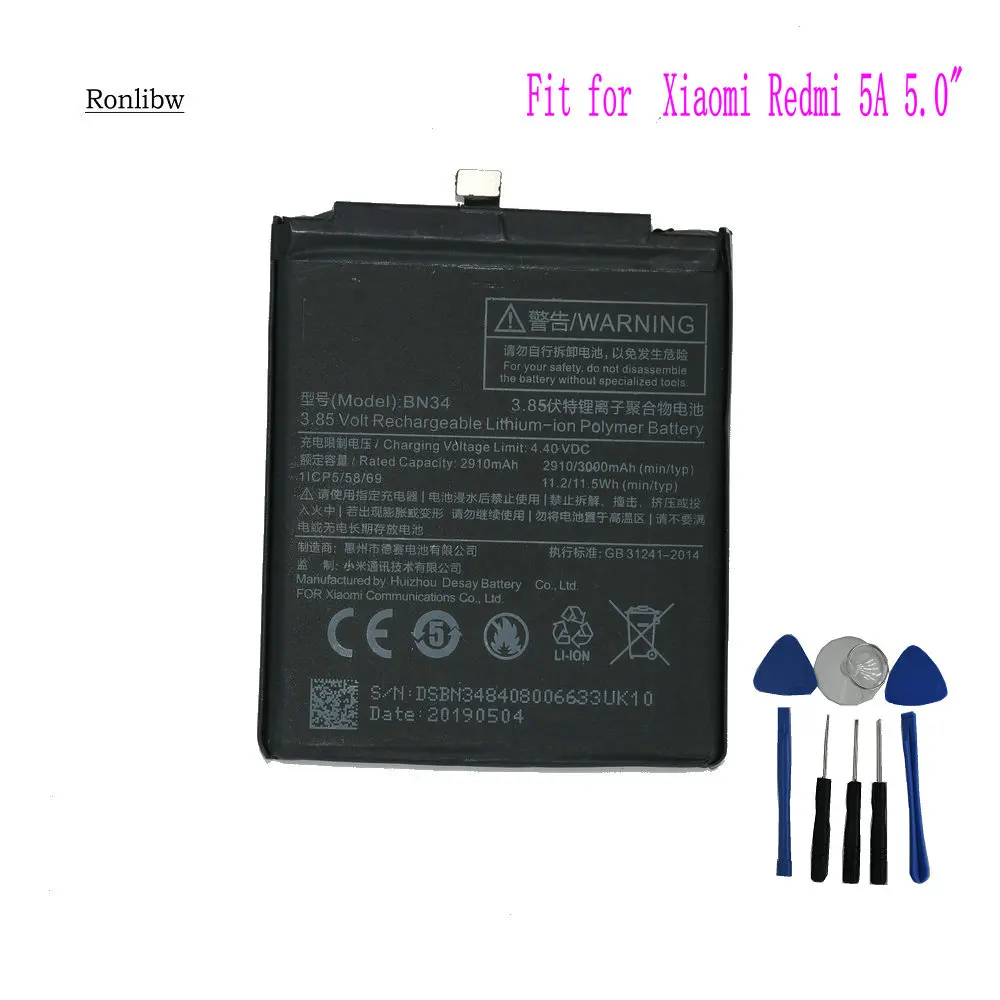 Аккумулятор для телефона Ronlibw BN20/BN34 mi 5C 5C/Red 5A 5 0 &quotСменные Аккумуляторы мобильных