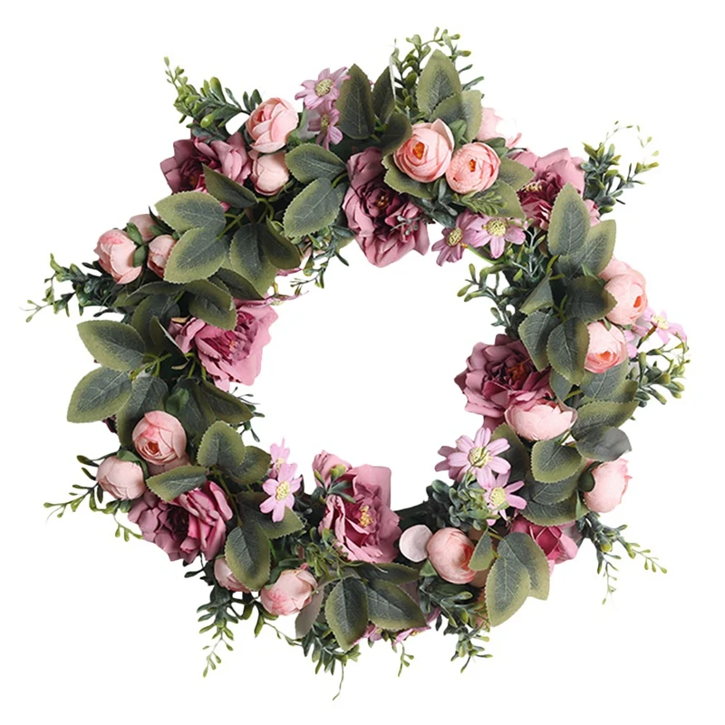 

Artificial Camellia and Roses Wreath for Front Door Window Wall Party Wedding Venue Layout Props Farmhouse Home Wreath