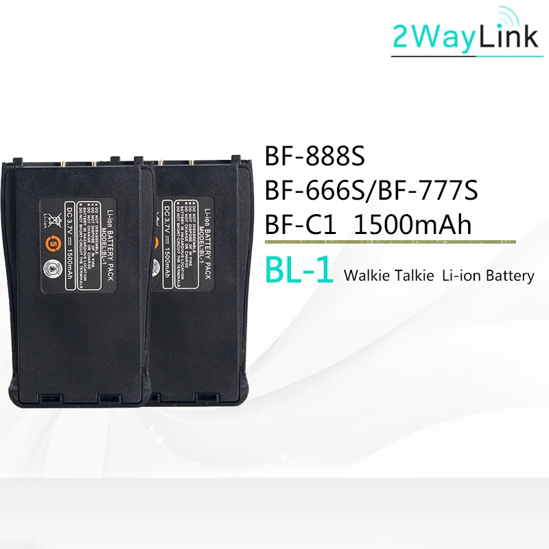 2 PCS Battery BF-C1 Baofeng BF-888S батарея BL-1 автомобильное зарядное устройство для BF-666S BF-777S 888s BF-88E совместим с H-777 H777 - Цвет: 2 PCS Battery