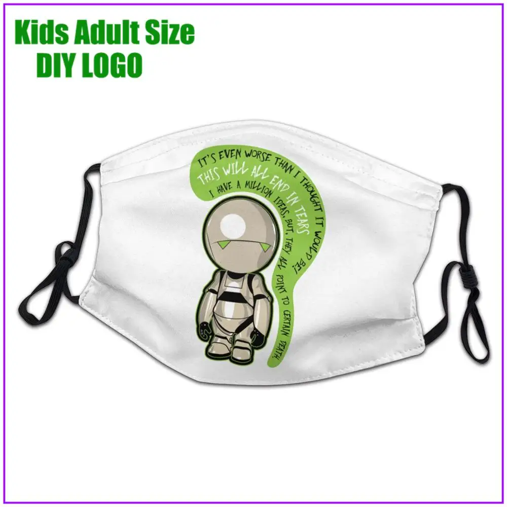 Marvin Pessimist робот Paranoid Android Дети Мужчины Женщины лицо маска Многоразовые Дышащие