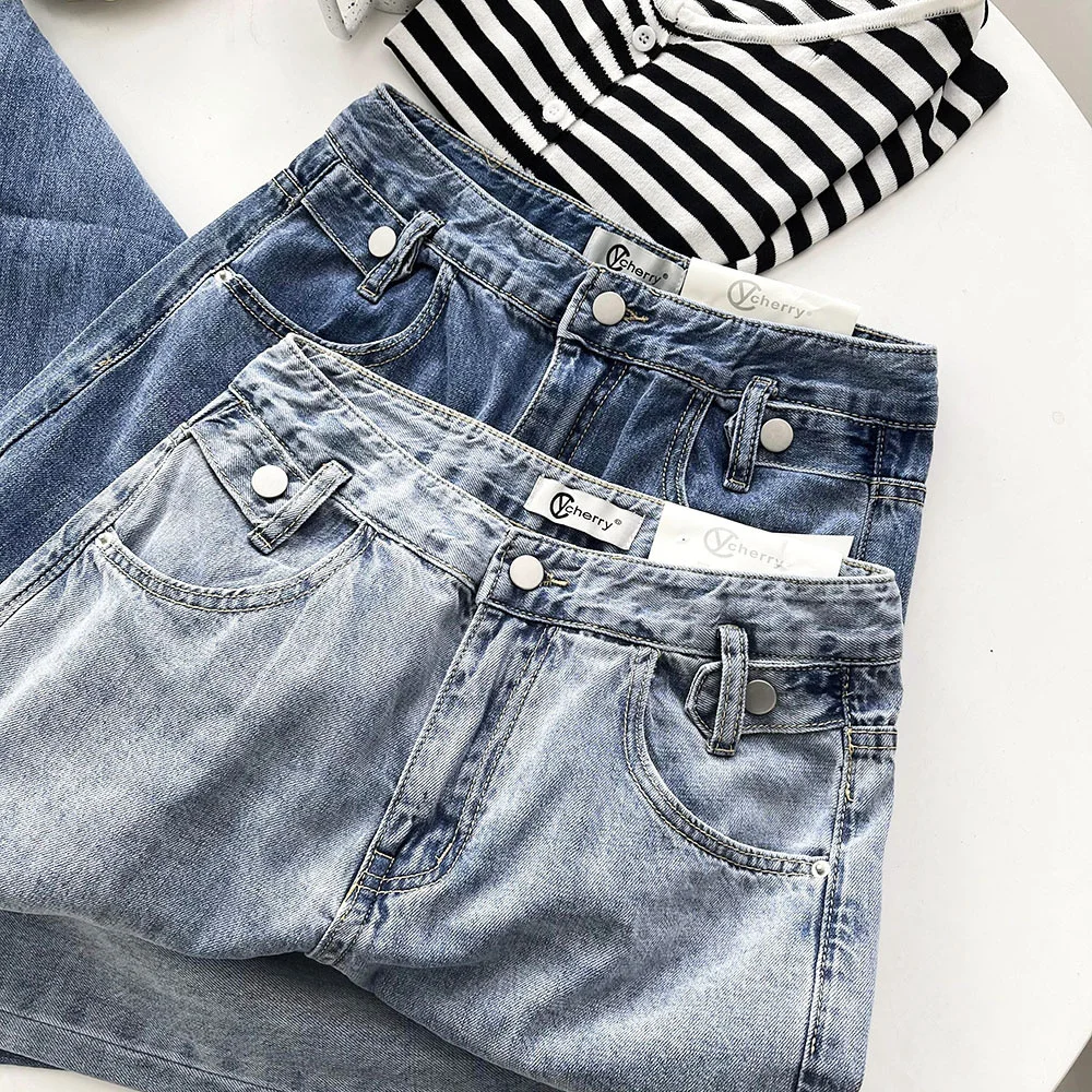 

Women's Summer Thin 2021 New Style High Waist Straight Tube Versatile Casual Jeans