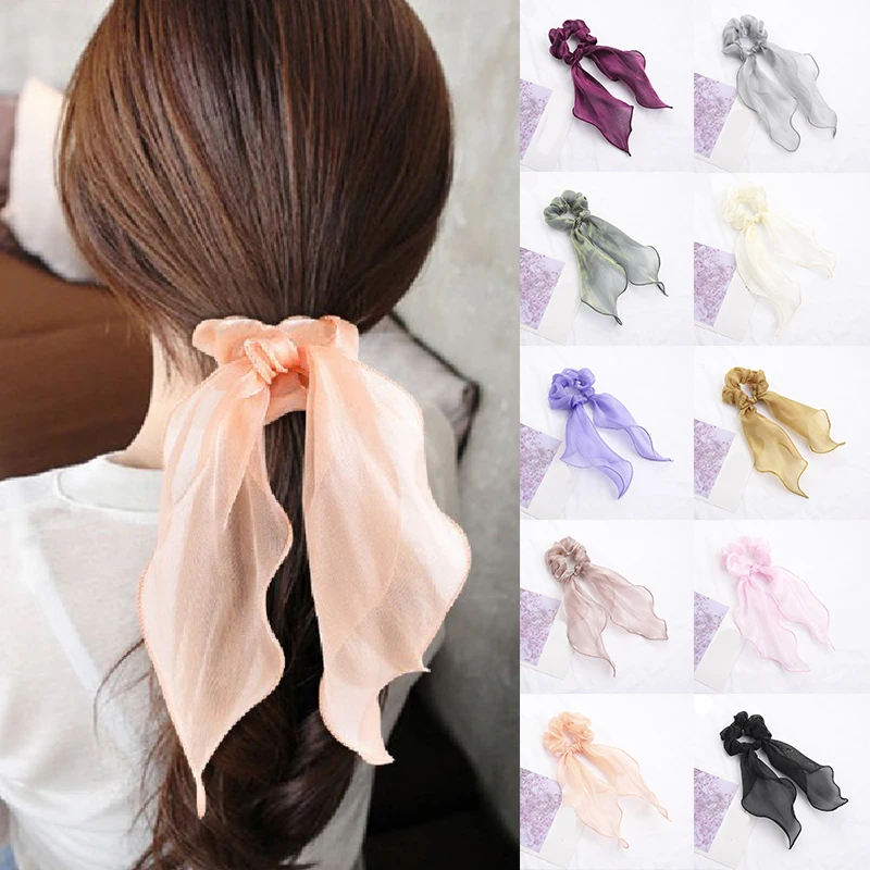 Однотонные блестящие шелковые длинные тонкие стринги резинка для волос