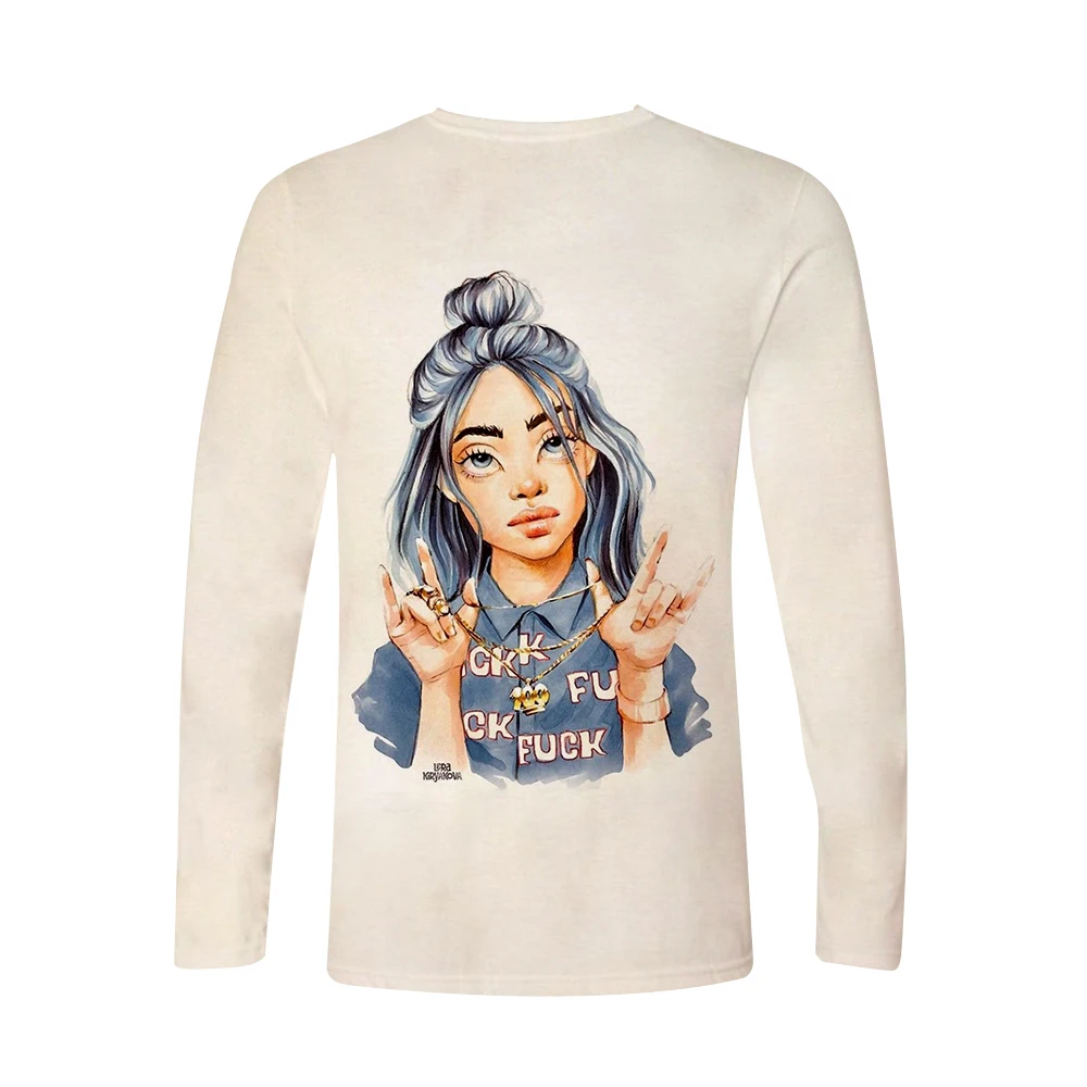 Поступление Billie Eilish 3D футболка для женщин и мужчин, футболки с длинным рукавом для девочек, Повседневная футболка Billie Eilish, футболки размера плюс, весенний Топ