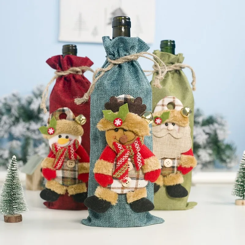 Чехол для винной бутылки с Санта Клаусом рождественские украшения дома 2021