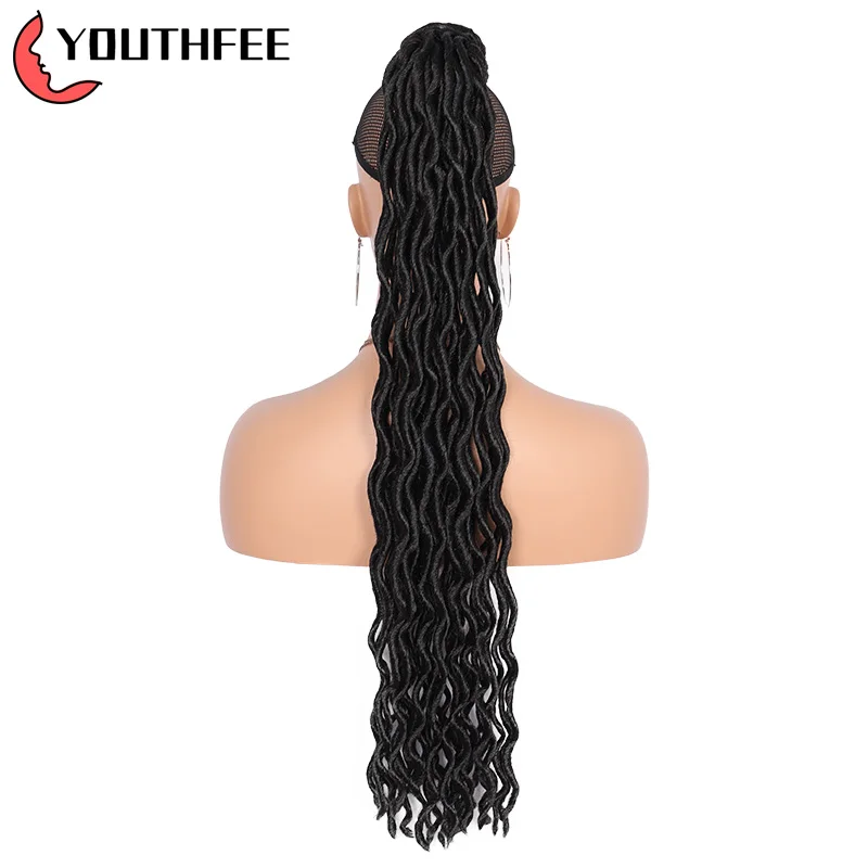 

Youthfee 28” Faux Locs Braid Drawstring Braided Ponytail Hair Extensions for Black Women Synthetic Braid Ponytail Hair Piece