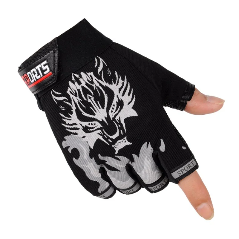 

Wolf Head Men and Women Riding Half-finger Gloves Outdoor Sports Fitness Men's Non-slip Breathable Mountaineering Fitness Outdoo