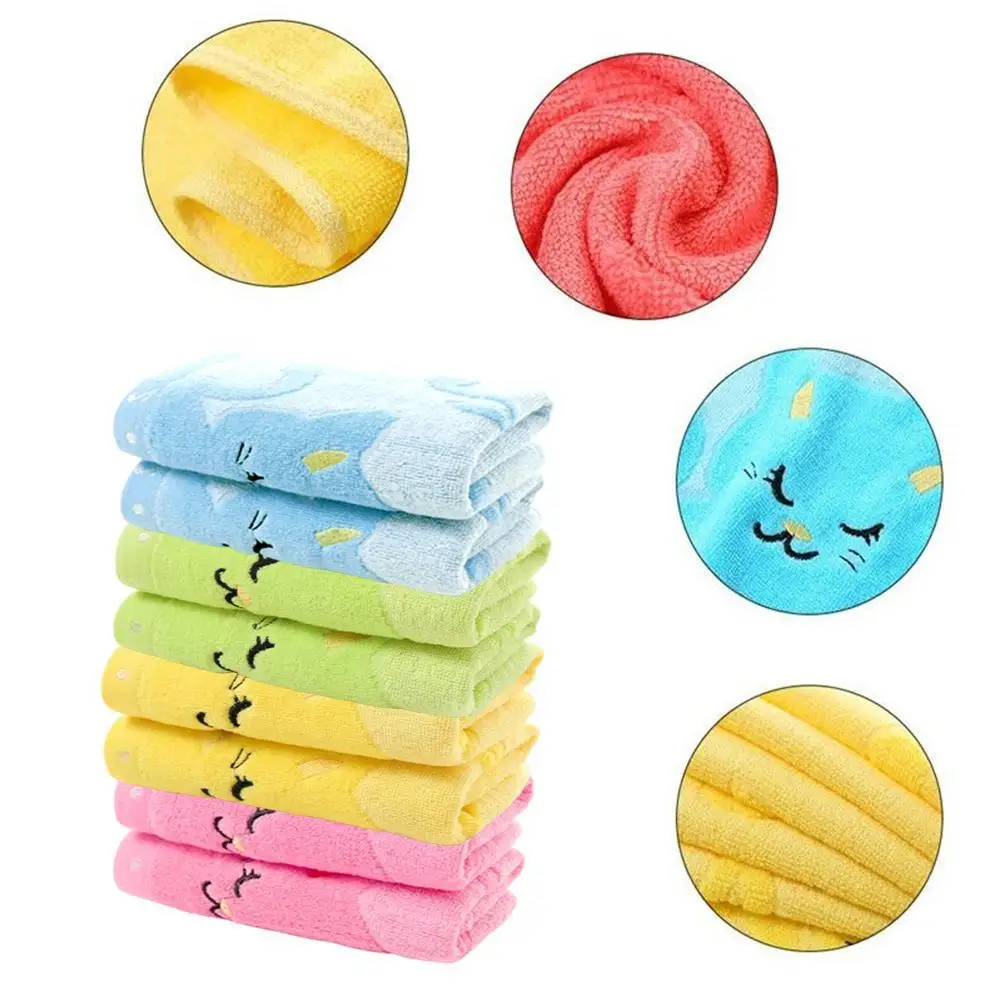 1pcs Children Cute Towel Cotton Bamboo Fiber Lovely Washcloth Bath Infant Feeding Cloth Supplies Soft Baby Ba L7V1 | Мать и ребенок