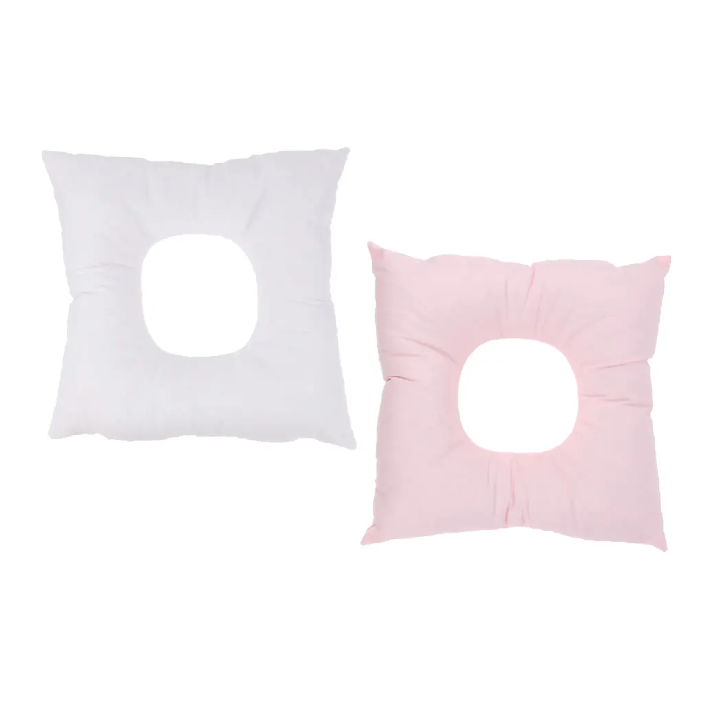 2 шт. розовый белый массажный стол Колыбель для лица Подушка с отверстием для дыхания, 35x42 см