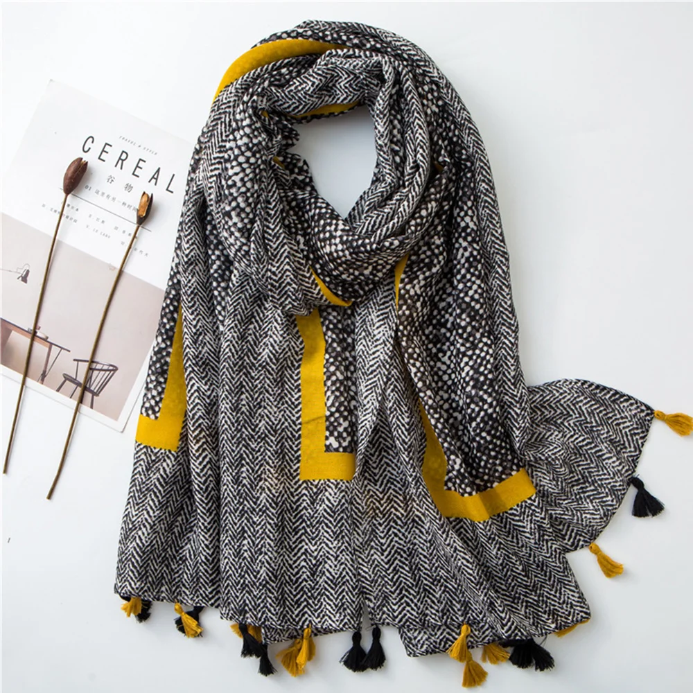 Женская мода Aztec кистовидная вискоза шаль шарф для женщин высокого качества