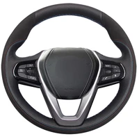 non slip durable black leather black suede car steering wheel cover for bmw g30 530i 540i 520d 530e 2016 2018 g32 630i 2017 2018