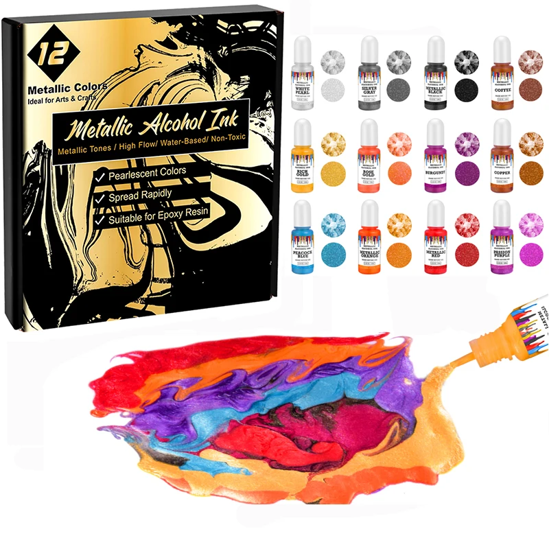 

Искусственные чернила, набор пигментов спиртовой смолы, жидкий краситель, краска для рассеивания чернил для рукоделия, изготовление ювелир...