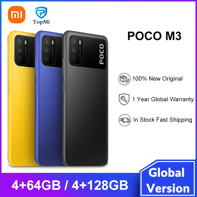 Смартфон глобальная версия POCO M3 4 ГБ 64 ГБ/128 Восьмиядерный процессор Snapdragon 662 6000