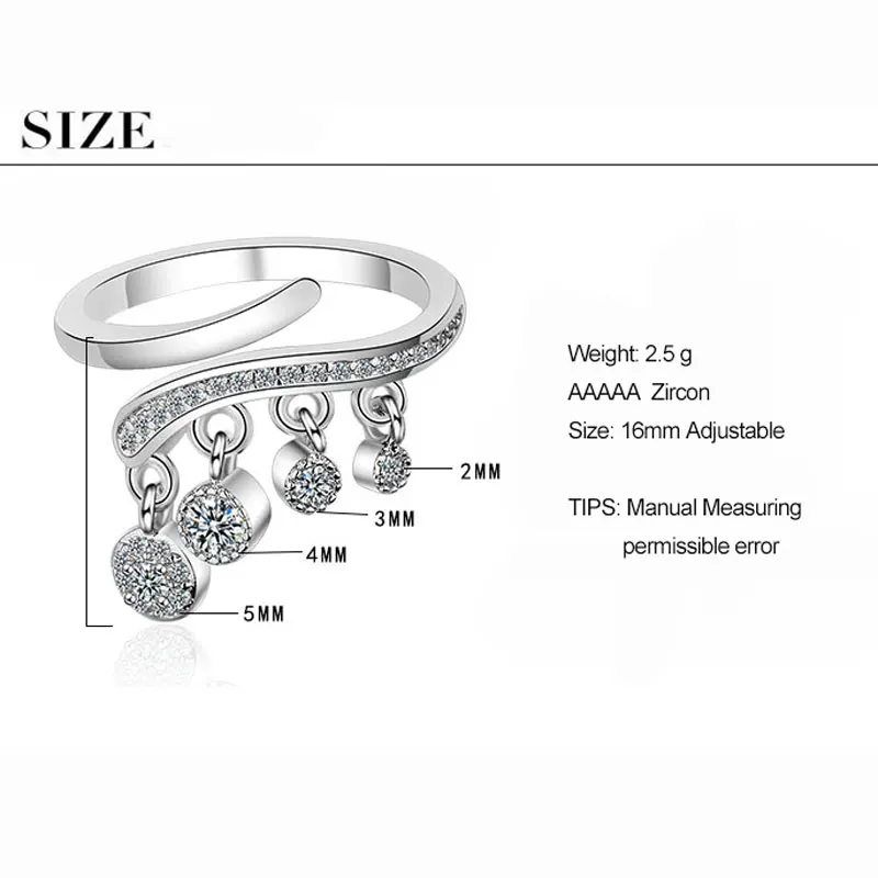 2019 новая корейская мода Висячие посеребренные кольца для женщин леди