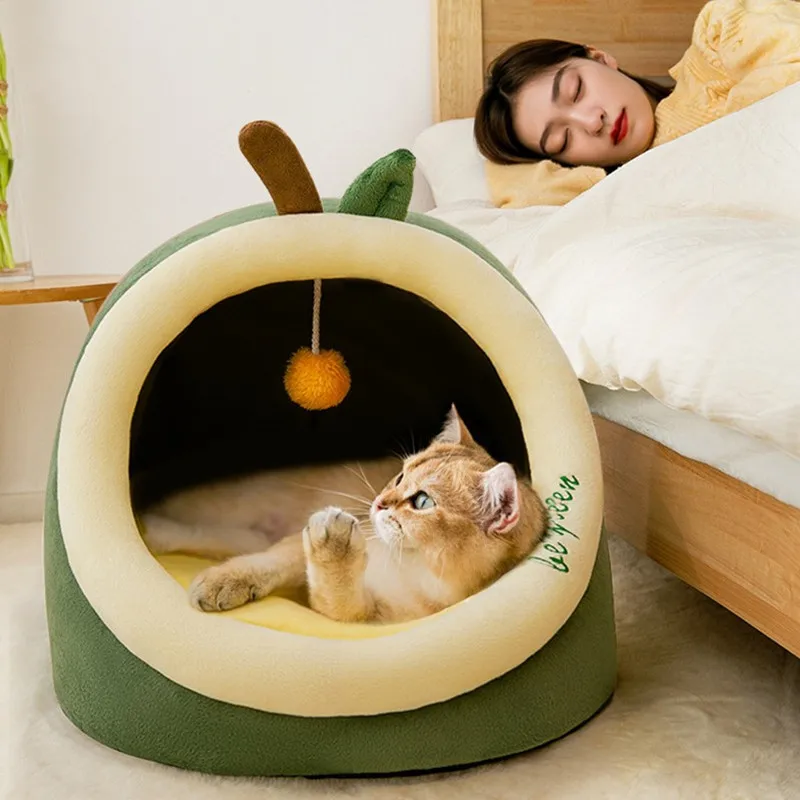 

Cat Bed House Warm Pet Basket Cozy Kitten Lounger Cushion Cat House Tent Very Soft Small Dog Mat Bag For Washable Cave Cats Beds