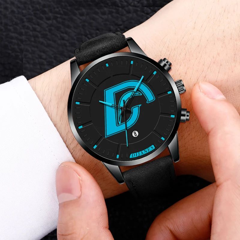

Fashion Faux Leather Mens Analog Quartz Watches Men Military Wrist Watch Mens Watches Top Brand Luxury Casual Clock montre homme