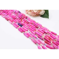 2strandslot 30mm natural smooth fresh pink cylindrical agate stone beads for diy bracelet necklace jewelry making strand 15