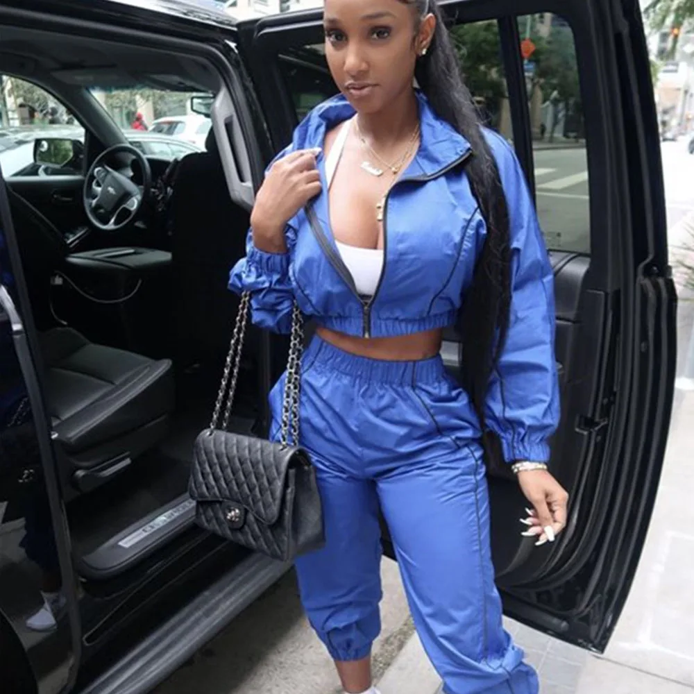 

2021 Spring Two Piece Set Tracksuit Women Clothing Jogging Femme Short Jacket Top and Sweatpants Set Sweat Suits Ensemble Femme