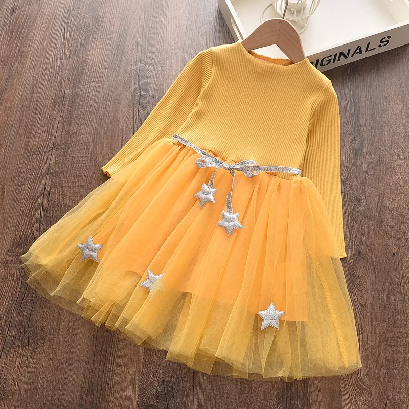

Spring Girls Dress Star Sequins Kids Long Sleeve Dresses Baby Girls Princess Dress Party Vestidos Clothes Girls Birthday Dresses