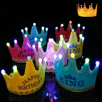 led birthday party hat children crown king princess prince birthday hats party decor kids newborn birthday accessories