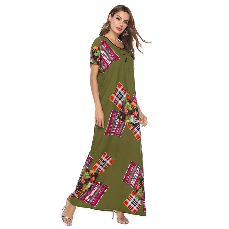 2019 Последняя мусульманская Абаи печатных платье макси юбка Исламская Турции